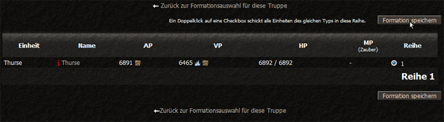 Speichere Formation für die Truppe